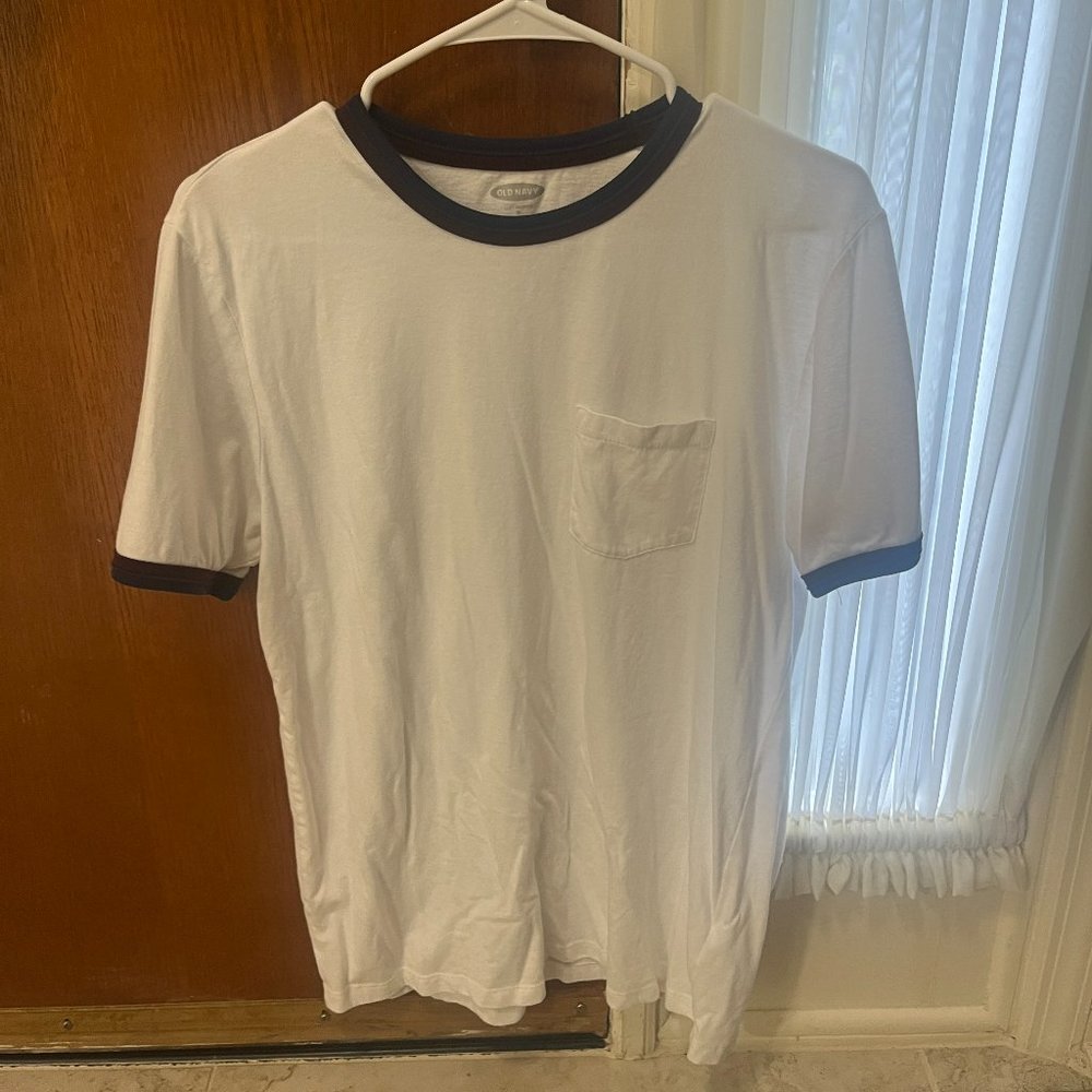 Old Navy Soft Washed Shirt (Men's Medium - White/Blue/Red) (NEW)